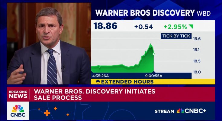Breaking: Warner Bros. Discovery says it's open to a sale; shares jump 9%