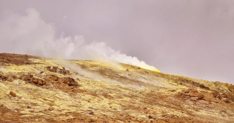 STOCK PHOTO/Getty Images - PHOTO: In this Jan. 3, 2020, file photo sulfur gas is shown coming out from the Taftan volcano in Iran.