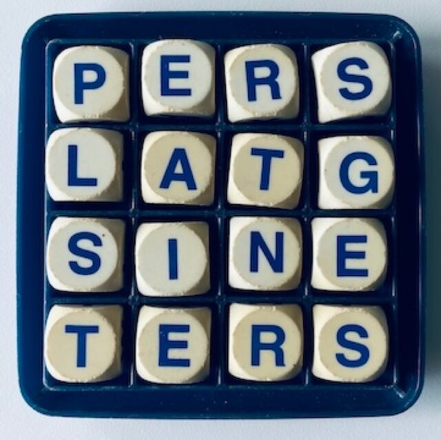 boggle board showing highest scoring selection of letters