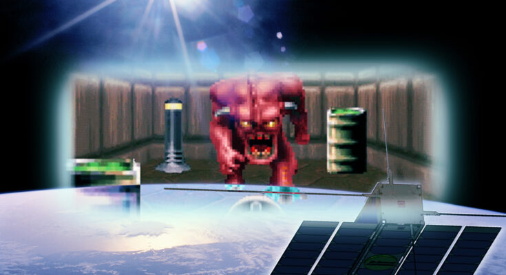 A software developer from Iceland has successfully hacked a satellite's flight computer to run a port of the infamous 1993 shooter.