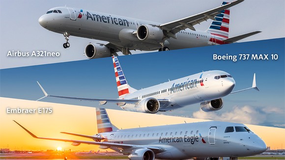 Various aircraft from the American Airlines fleet.