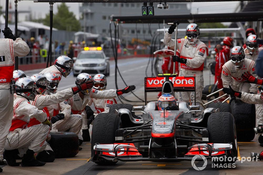 Button made six trips to the pitlane - one for a drive-through after speeding behind the safety car